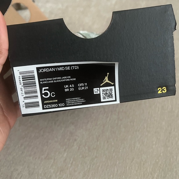 Jordan 1 Mid SE Toddler White/Pink Oxford-Jade Ice 5C - Picture 4 of 4